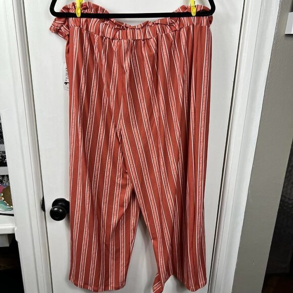 Planet Gold rust orange white striped Paperbag causal pants - Picture 5 of 7